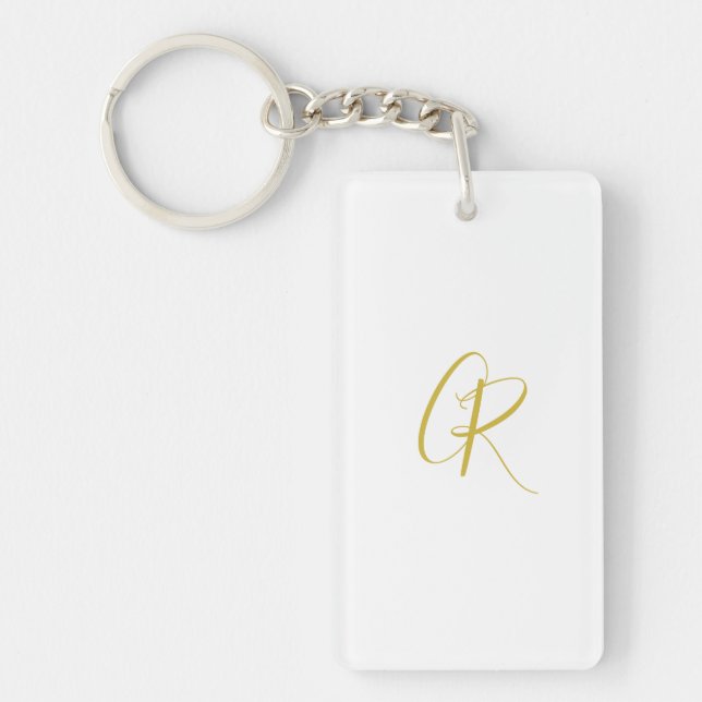 Calligraphy Gold Color Monogram Modern Minimalist  Schlüsselanhänger (Vorderseite)