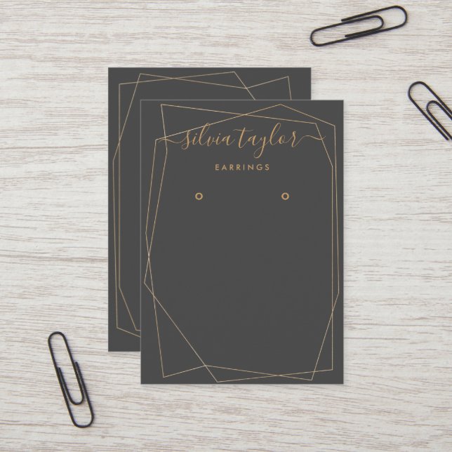 Calligraphy Gold Frame Earring-Grafikkarte Visitenkarte (Vorderseite/Rückseite Beispiel)