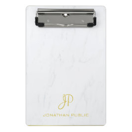 Calligraphy Gold Monogram Beruflich Marble Chic Mini Klemmbrett