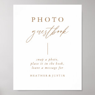 Calligraphy Gold Wedding Foto Gästebuch-Zeichen Poster