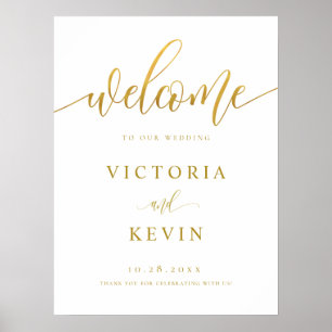 Calligraphy Gold Wedding Welcome Sign Poster
