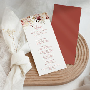 Calligraphy Graceful Floral Dinner Menükarte