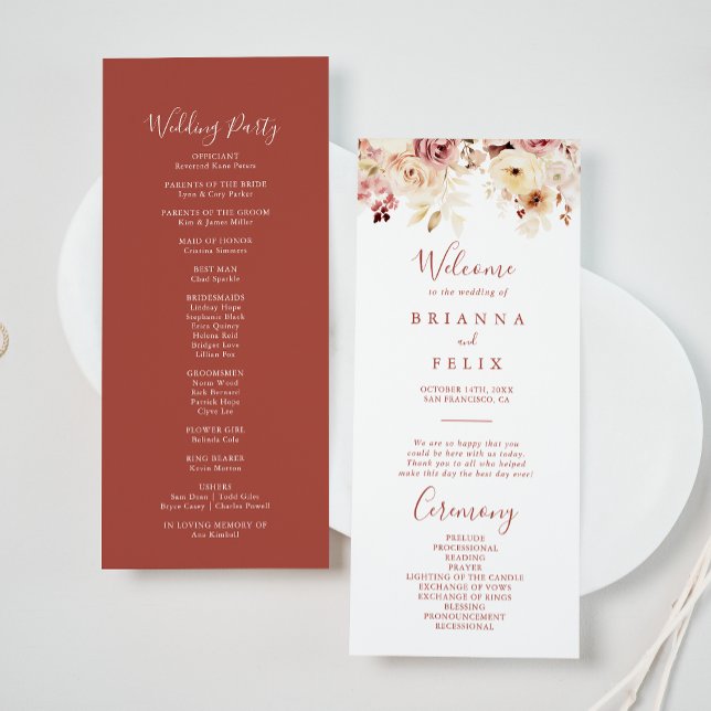 Calligraphy Graceful Floral Wedding Program Programm (Von Creator hochgeladen)