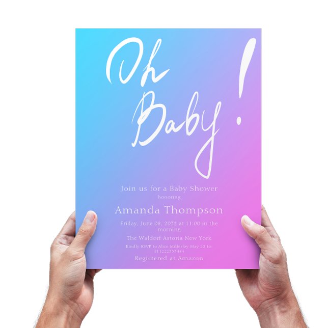 Calligraphy Gradient Gender Neutral Baby Shower Einladung (Von Creator hochgeladen)