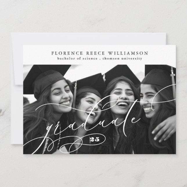 Calligraphy Graduate 2 Foto Uni-Abschluß Ankündigung (Vorderseite)