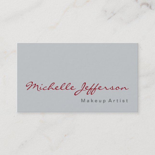 Calligraphy Gray Makeup Artist Business Card Visitenkarte (Vorderseite)