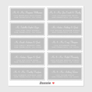 Calligraphy Gray Wedding Guest Address Labels