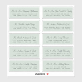 Calligraphy Green Wedding Guest Address Labels