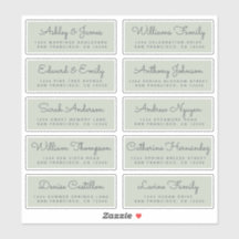 Calligraphy Green Wedding Guest Address Labels