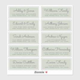 Calligraphy Green Wedding Guest Address Labels