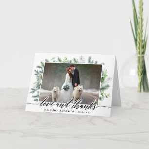Calligraphy Greenery Pine Liebe Dank Hochzeitsfalt Dankeskarte