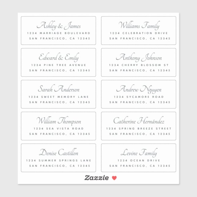 Calligraphy Guest Address Labels BESTELLEN AUF 8"  (Blatt)