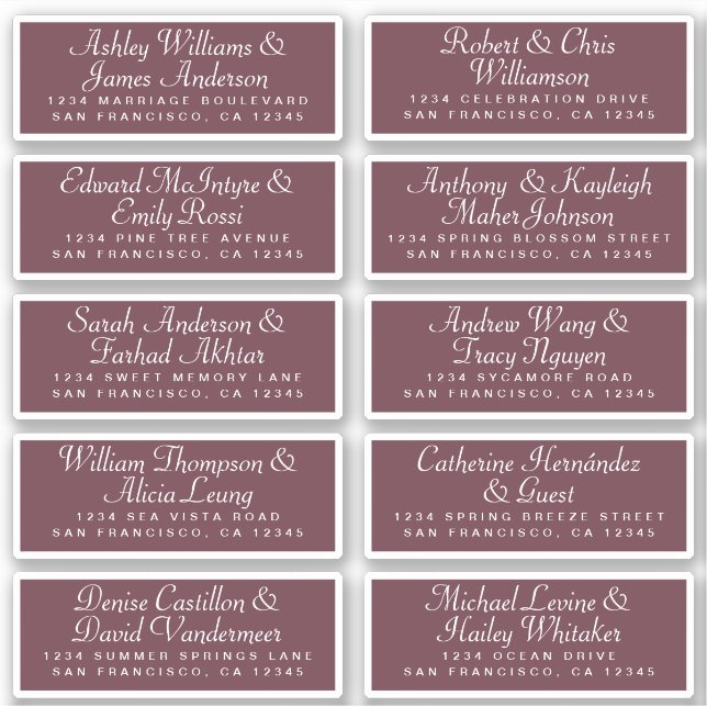 Calligraphy Guest Address Labels ORDER 6" oder 8"! (Vorderseite)
