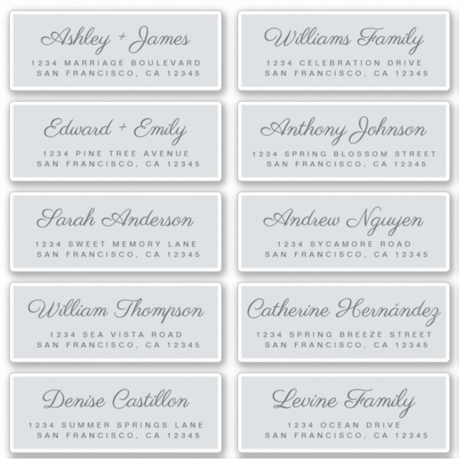 Calligraphy Guest Address Labels ORDER 6" oder 8"! (Vorderseite)