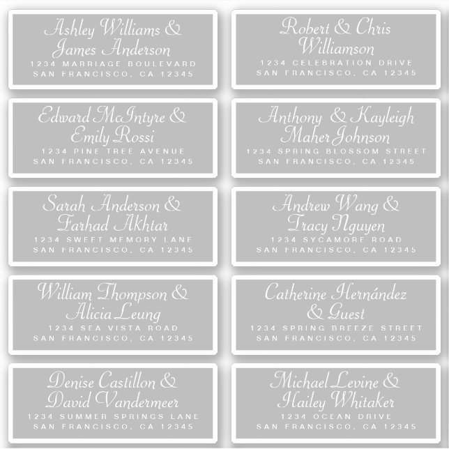 Calligraphy Guest Address Labels ORDER 6" oder 8"! (Vorderseite)