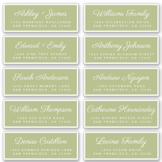 Calligraphy Guest Address Labels ORDER 6" oder 8"! (Vorderseite)