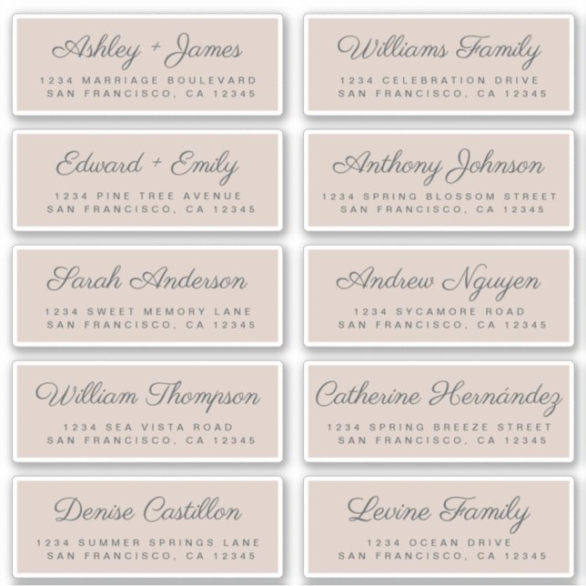 Calligraphy Guest Address Labels ORDER 6" oder 8"! (Vorderseite)