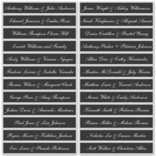 Calligraphy Guest Names Labels Black