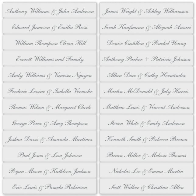 Calligraphy Guest Names Labels Transparent (Vorderseite)