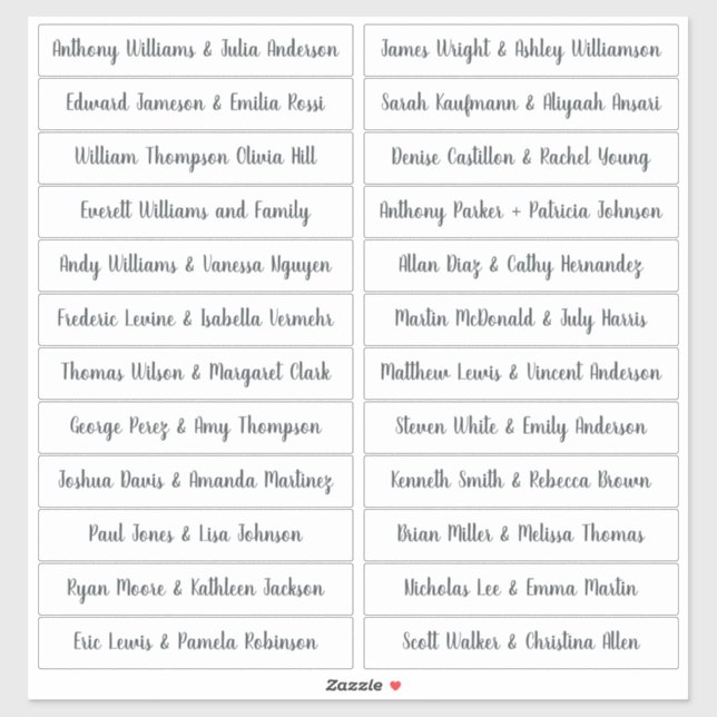 Calligraphy Guest Names Labels White (Blatt)