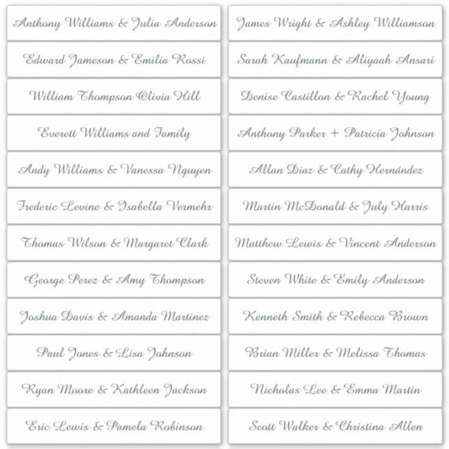 Calligraphy Guest Names Labels White (Vorderseite)