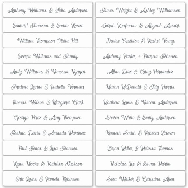 Calligraphy Guest Names Labels White (Vorderseite)