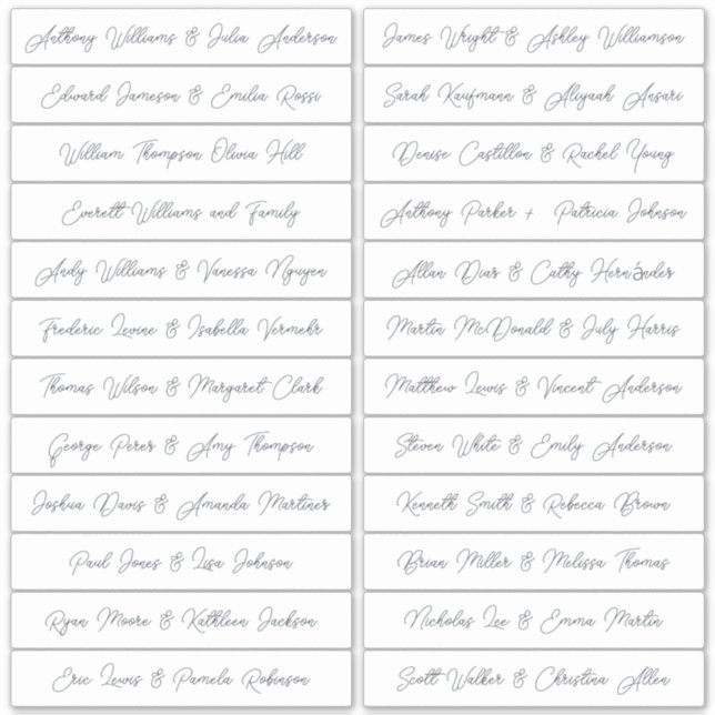 Calligraphy Guest Names Labels White (Vorderseite)