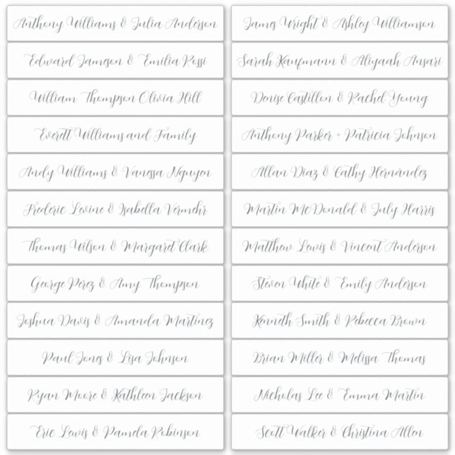 Calligraphy Guest Names Labels White (Vorderseite)