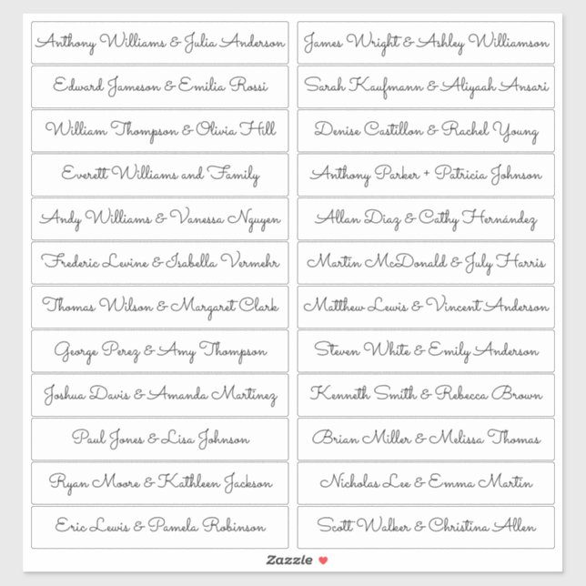 Calligraphy Guest Names Labels White - Sacramento (Blatt)