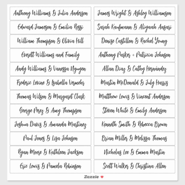 Calligraphy Guest Names Labels White - Segnungen (Blatt)