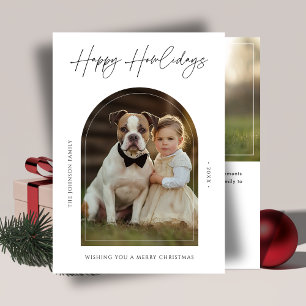 Calligraphy Happy Howliday Christmas Dog Foto Kind Feiertagskarte