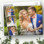 Calligraphy Heart 4 Foto Wedding Vielen Dank Postkarte<br><div class="desc">Moderne elegante Kalligrafie Script Heart Wedding 4 Foto Collage Danke Postcard</div>