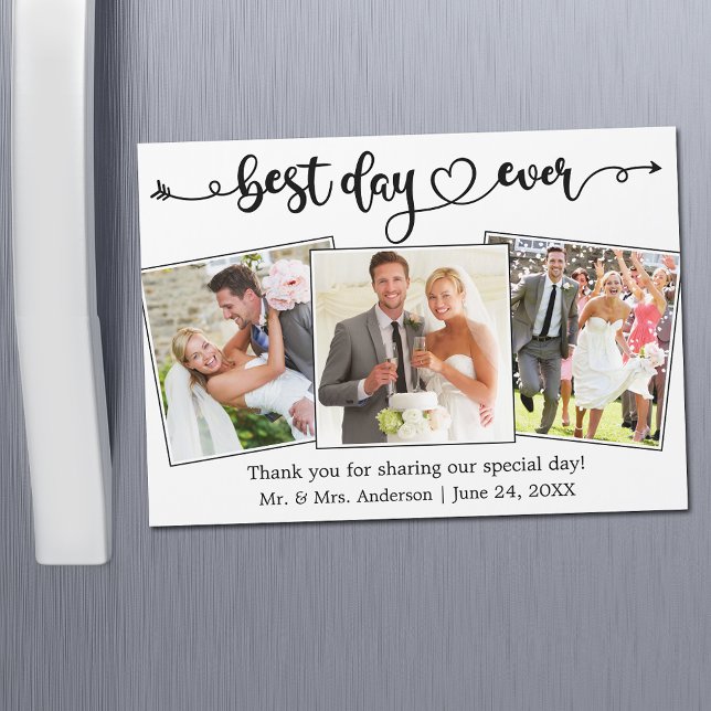 Calligraphy Heart Best Day Ever dank Magnet Card (Customize to change your personalized text size or text style.)