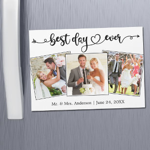 Calligraphy Heart Best Day Ever Foto Magnet Card