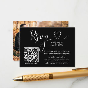 Calligraphy Heart Foto QR UAWG Wedding Begleitkarte