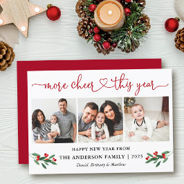 Calligraphy Heart More Cheer Holly 3 Foto Red Feiertagskarte