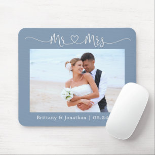 Calligraphy Heart Mr. Wedding Dusty Blue Mousepad