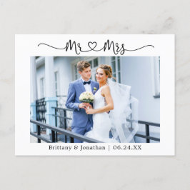 Calligraphy Heart Mr. Wedding Vielen Dank Foto Postkarte