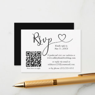 Calligraphy Heart Wedding QR Black UAWG Begleitkarte