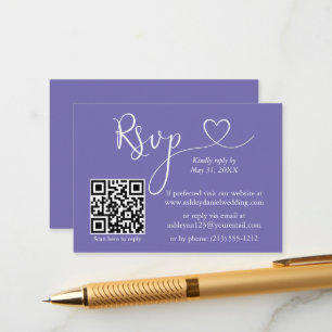 Calligraphy Heart Wedding QR UAWG Periwinkle Begleitkarte