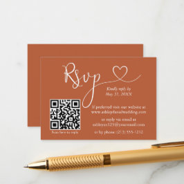 Calligraphy Heart Wedding QR UAWG Terracotta Begleitkarte