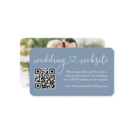 Calligraphy Heart Wedding Web QR Foto Dusty Blue Begleitkarte