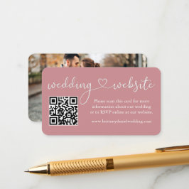 Calligraphy Heart Wedding Web QR Foto Dusty Rose Begleitkarte