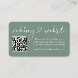 Calligraphy Heart Wedding Web QR Foto Sage Green Begleitkarte