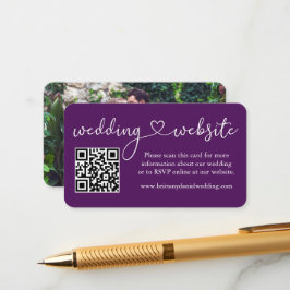 Calligraphy Heart Wedding Website QR Foto Lila Begleitkarte