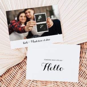Calligraphy Hello Foto Baby Announccard Dankeskarte