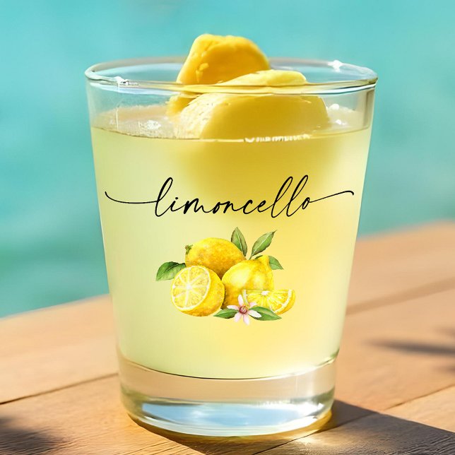 Calligraphy Ink Limoncello Watercolor Lemons Schnapsglas (Limoncello Shot Glass)