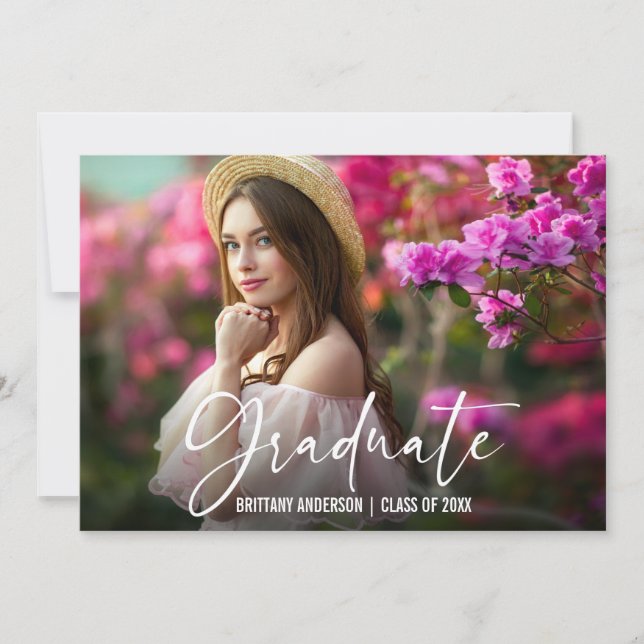 Calligraphy Ink Pen Script Foto Abschluss Ankündigung (Vorderseite)