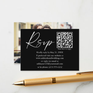 Calligraphy Ink Script QR Foto Wedding Black UAWG Begleitkarte