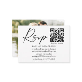 Calligraphy Ink Script QR Foto Wedding RSVP Begleitkarte